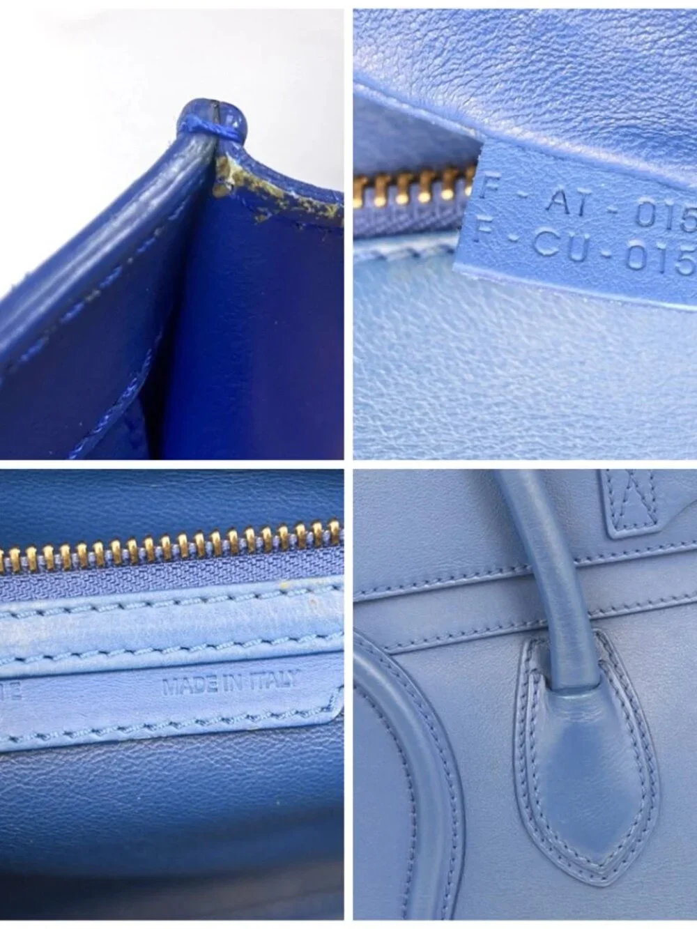CELINE Luggage Mini Top Handle Tote Hand Bag Leather Blue GHW Italy 95RL900 - Picture 15 of 15
